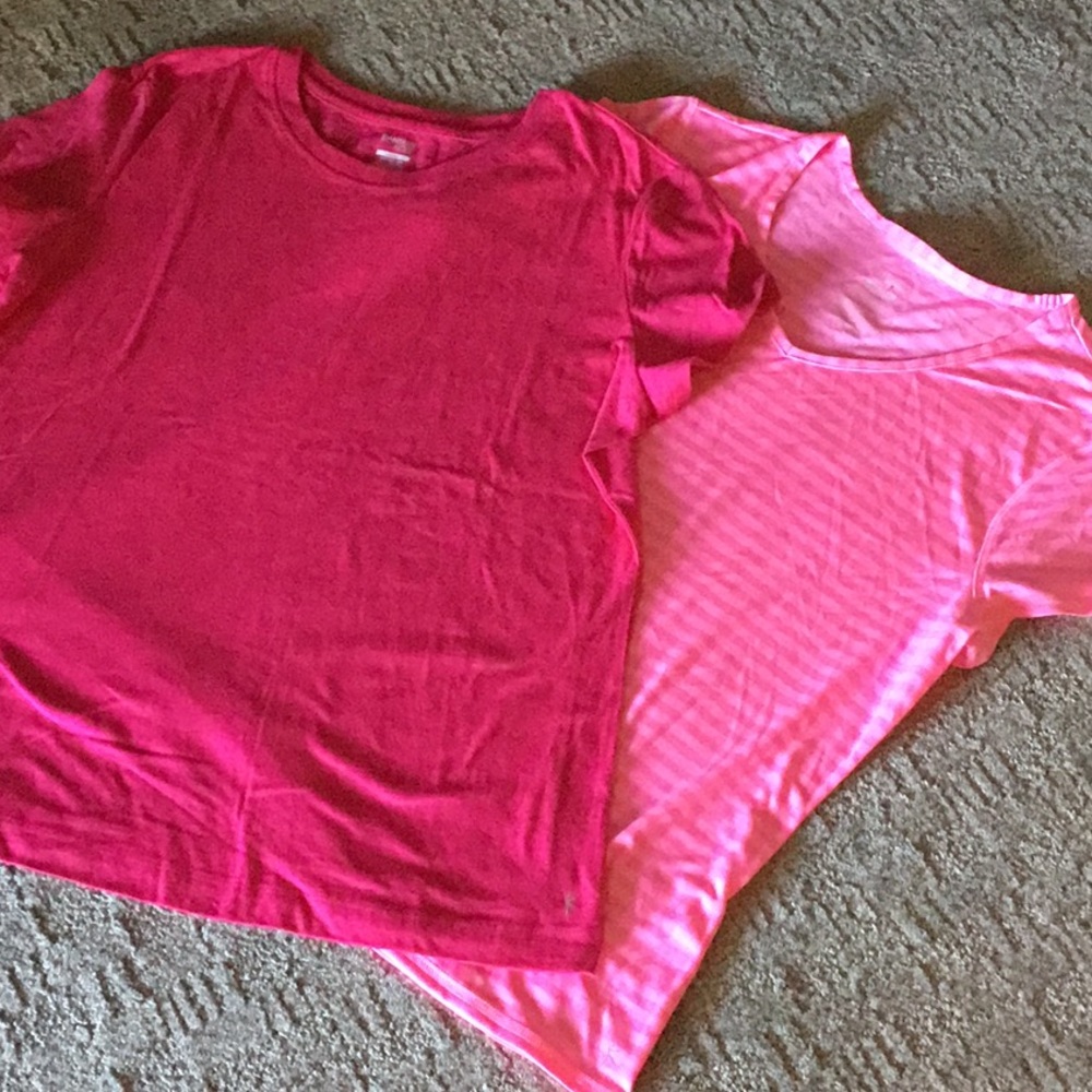 Danskin tees (1 pink, 1 striped pink v-neck) XXL